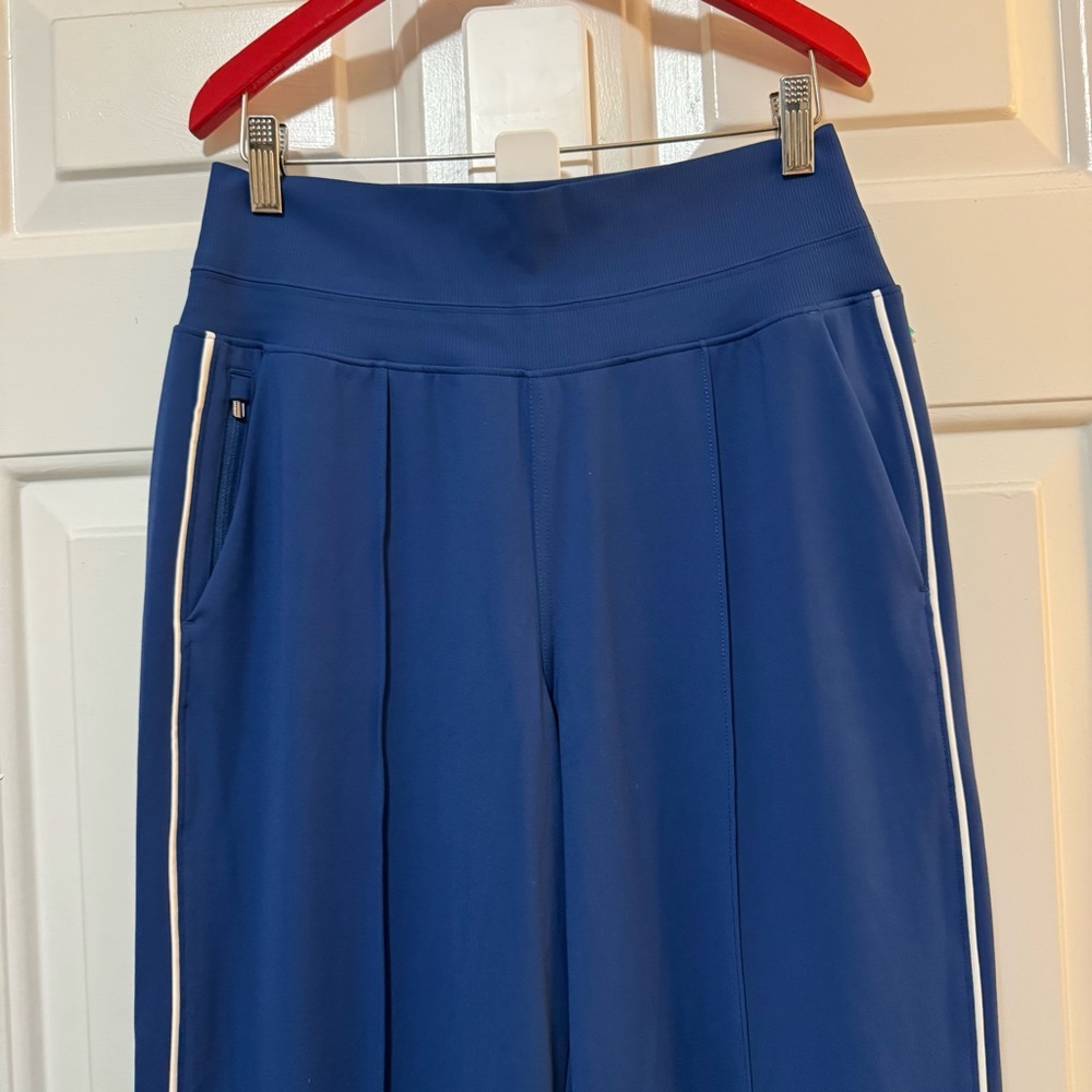 NWT Athleta Venice High Rise Track Stripe Wide Leg Pant Blue Sz Small Tall $119 - Picture 4 of 10